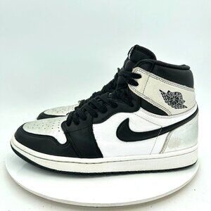 Nike Air Jordan 1 Retro High Women Size 10.5 CD0461-001 Black Silver Toe Shoes